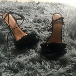Laced up Fringe Heels